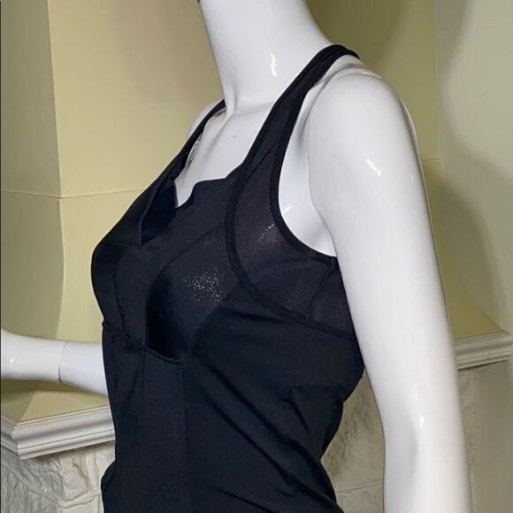 Cynthia Rowley Black Shimmer Cross Back Tank Top - Picture 3 of 6